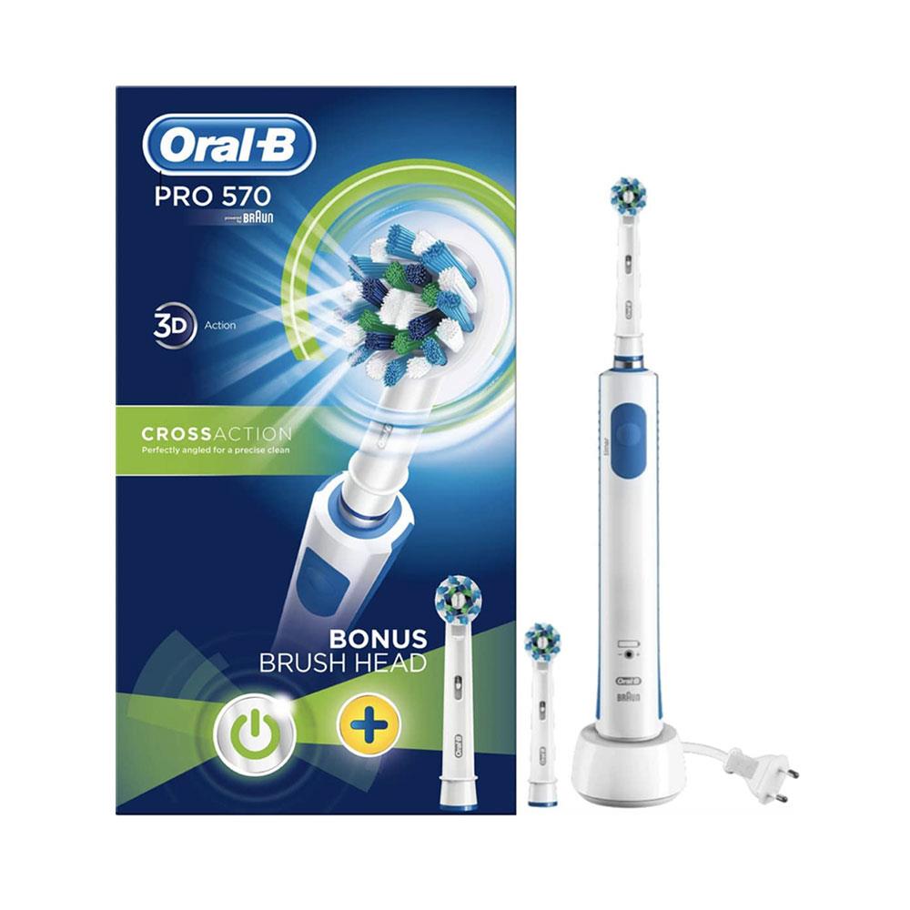 Oral-B Pro 570 Cross Action Electric Toothbrush With 3D Cleaning Action - White Main image