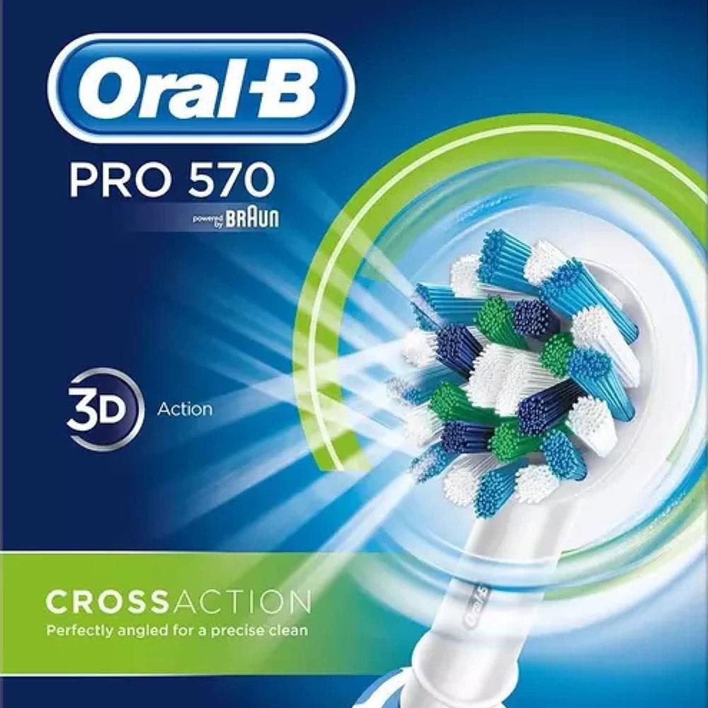 Oral-B Pro 570 Cross Action Electric Toothbrush With 3D Cleaning Action - White