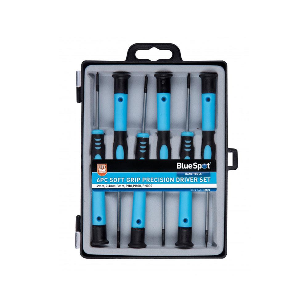 BlueSpot Precision Screwdriver Set Slotted 2mm 2.4mm 3mm Phillips PH0 PH00 And PH1 - 6 Piece