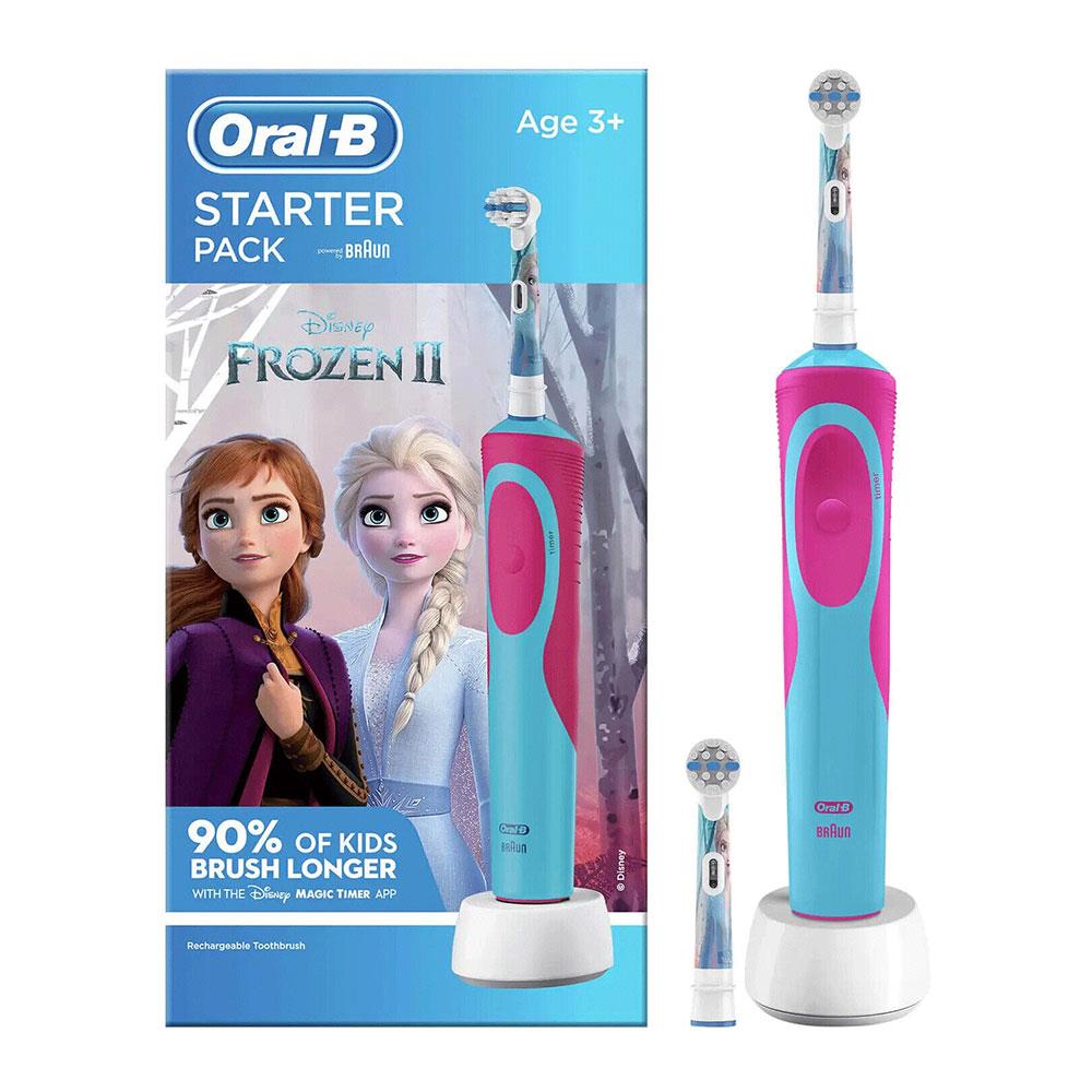 Oral B Kids Frozen II Electric Rechargeable Toothbrush Starter Kit With 2 Brush Heads Christmas Gift Main image