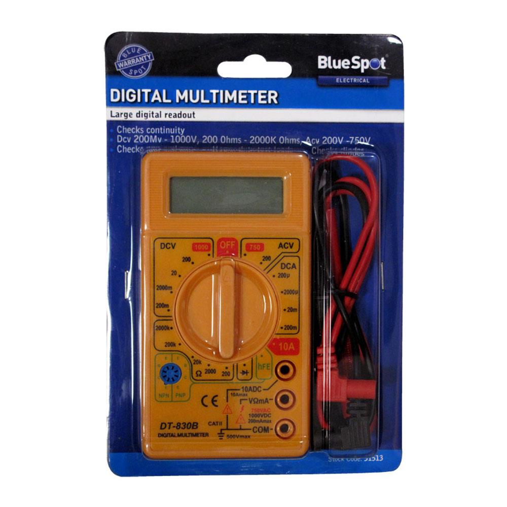 BlueSpot Digital Multi-Meter Measures AC/DC Voltage And DC Current - Multicolour Main image