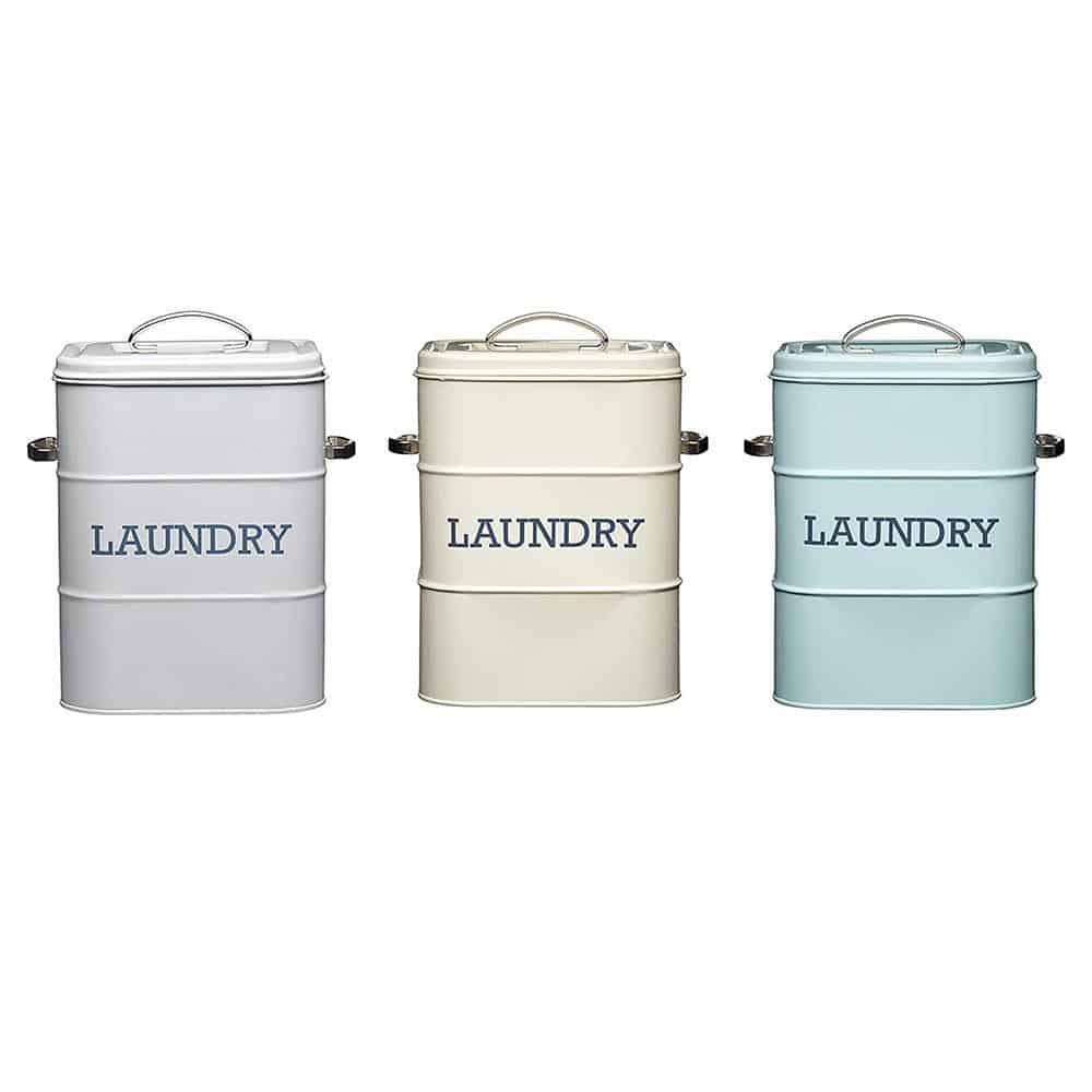 KitchenCraft Living Nostalgia Laundry Tin Metal 6 Litre 19cm x 16cm x 27cm - French Grey