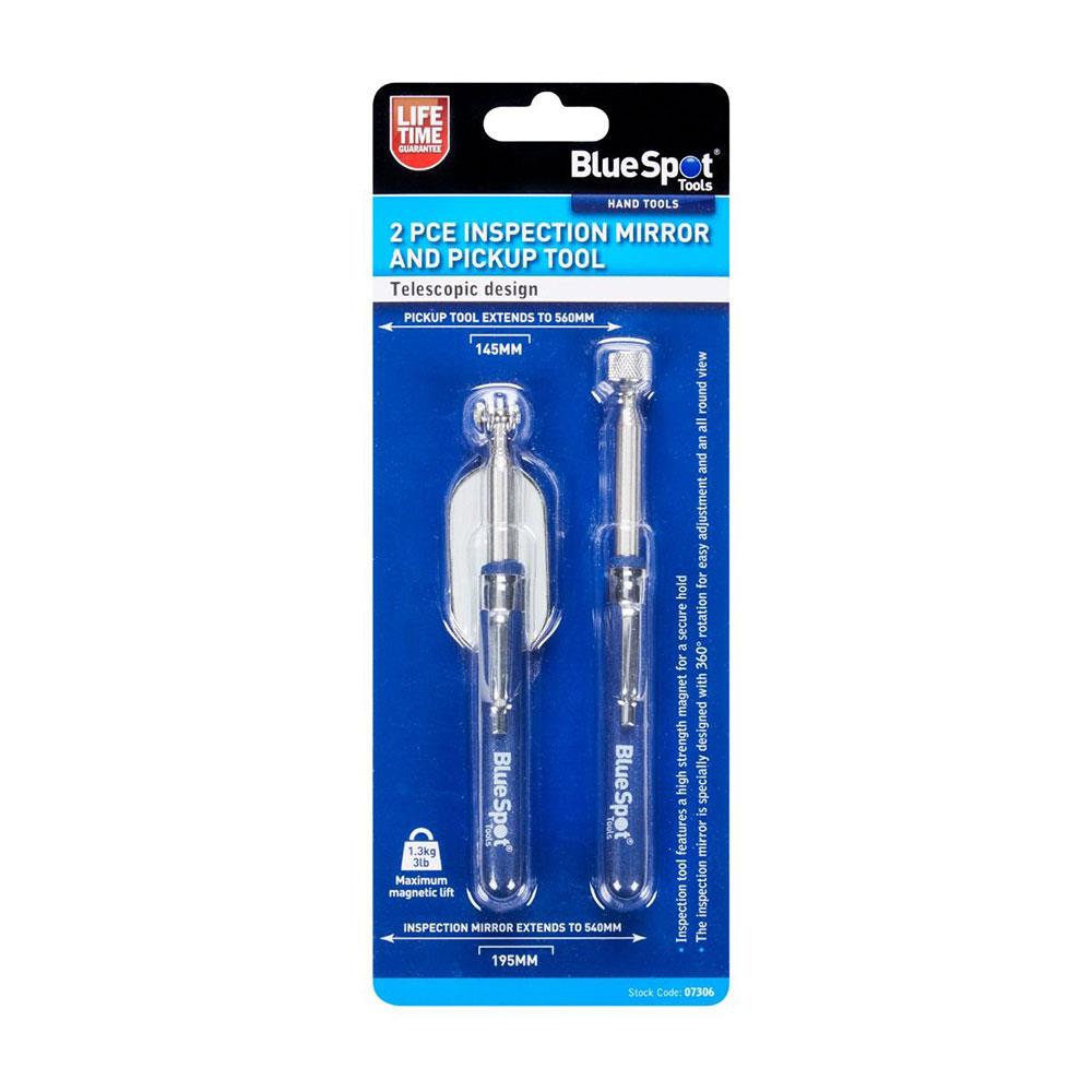 BlueSpot Inspection Mirror And Pickup Tool Telescopic Design Extends From 145mm To 560mm - 2 Piece Main image