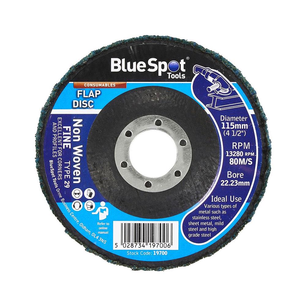 BlueSpot Fine Non Woven Flap Disc 115mm For Angle Grinders - Black Main image