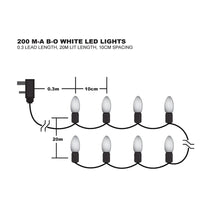 Premier Christmas Multi Action Battery Operated 200 LEDs Lights With Timer - White