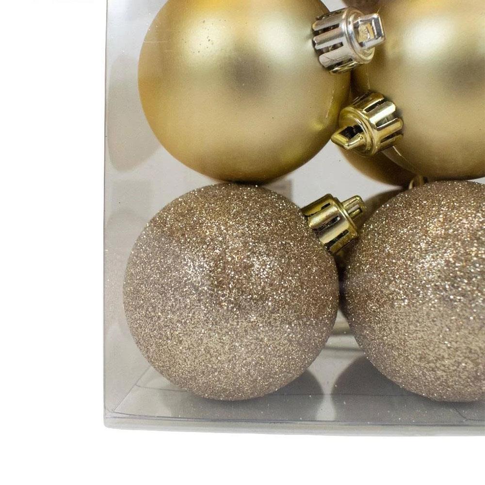 Premier Christmas Decorations Multi Finish Balls 24 x 60mm - Champagne Gold