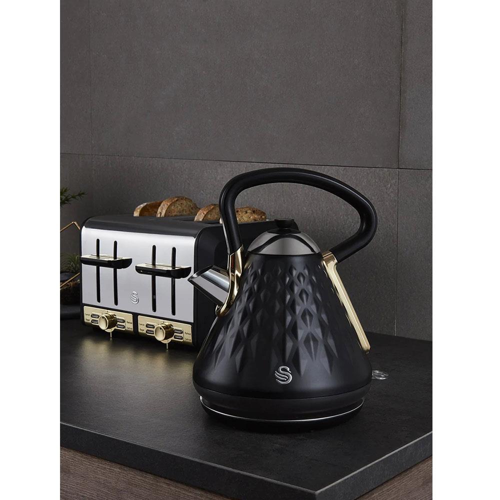 Swan Gatsby Pyramid Kettle 3000 W 1.7 Litre - Black And Gold