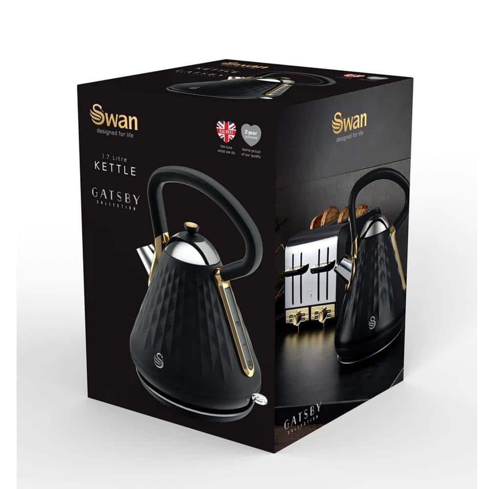 Swan Gatsby Pyramid Kettle 3000 W 1.7 Litre - Black And Gold