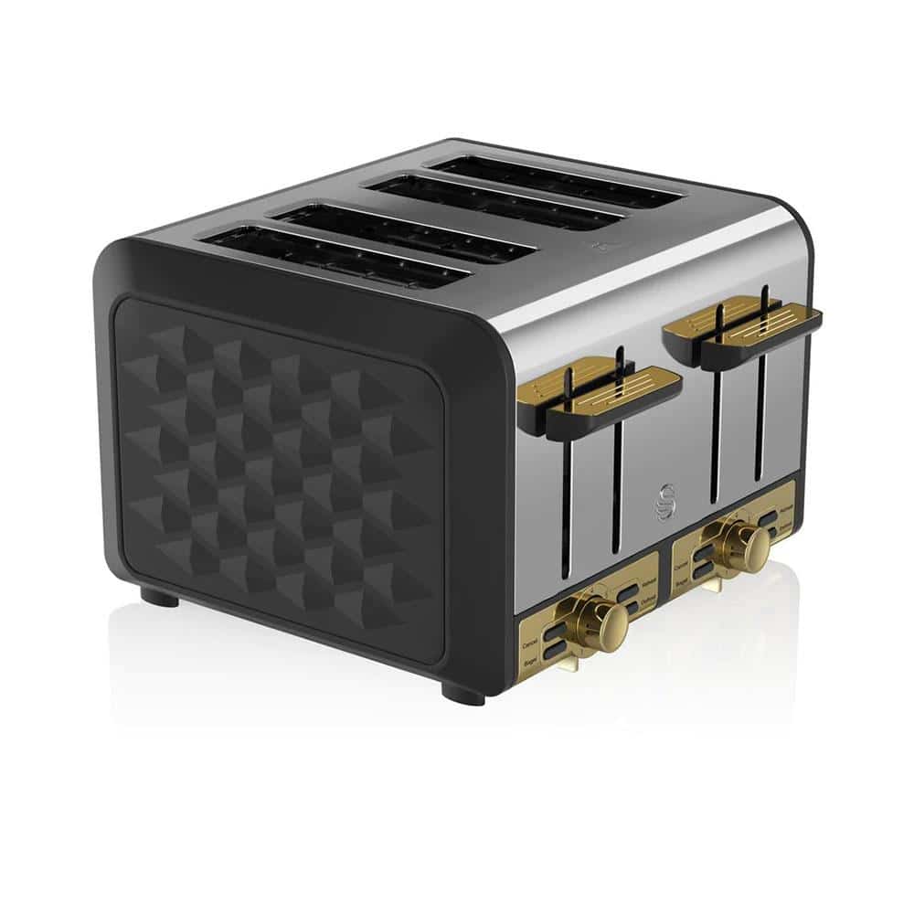 Swan Gatsby 4 Slice Toaster Diamond Pattern Design 1850 W - Black And Gold Main image