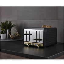 Swan Gatsby 4 Slice Toaster Diamond Pattern Design 1850 W - Black And Gold