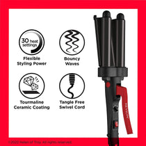 Revlon Wave Master Jumbo Waver Faster Styling With 3 Jumbo Barrels 30 Heat Settings - Black