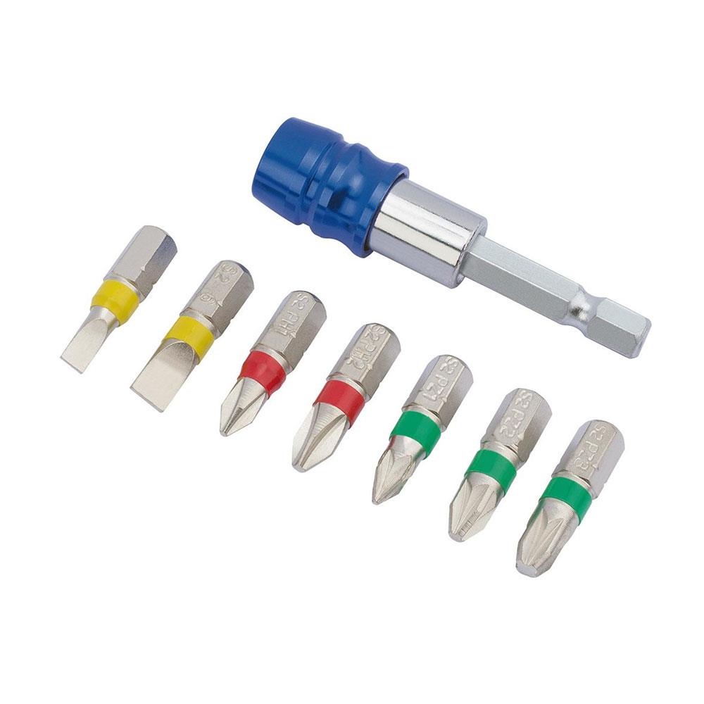 Draper Expert Colored Screwdriver Bit Set With Magnetic Holder - 8 Piece