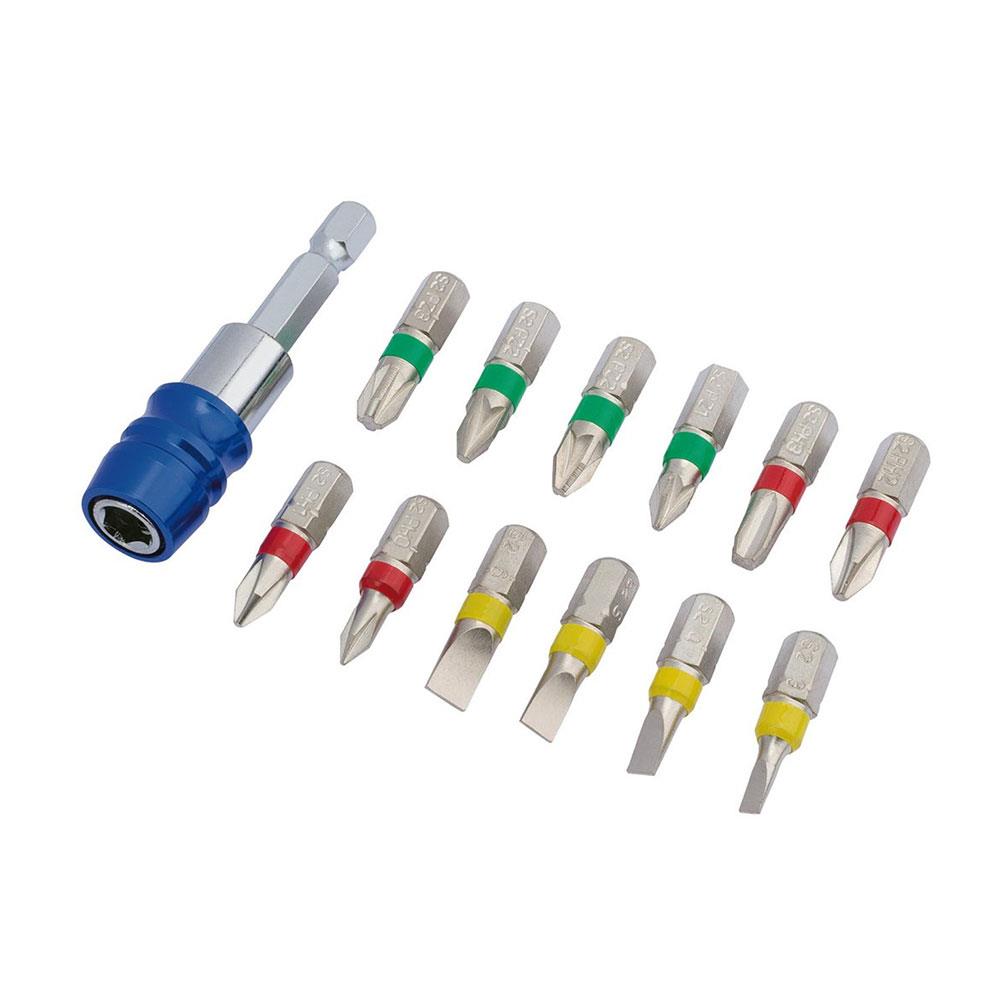 Draper Expert Coloured Screwdriver Bit Set With Magnetic Holder - 13 Piece