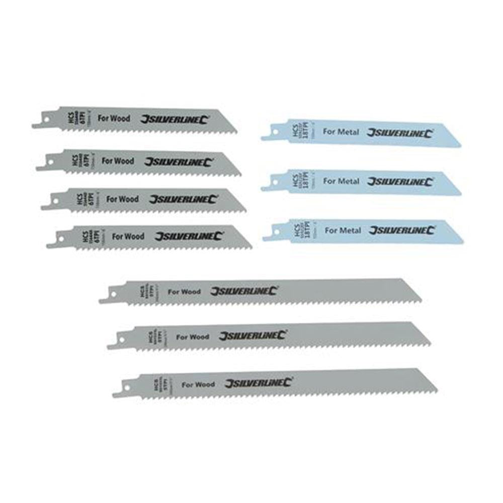 Silverline Recip Saw Blades For Wood And Metal 240mm And 150mm - 10 Pieces Main image