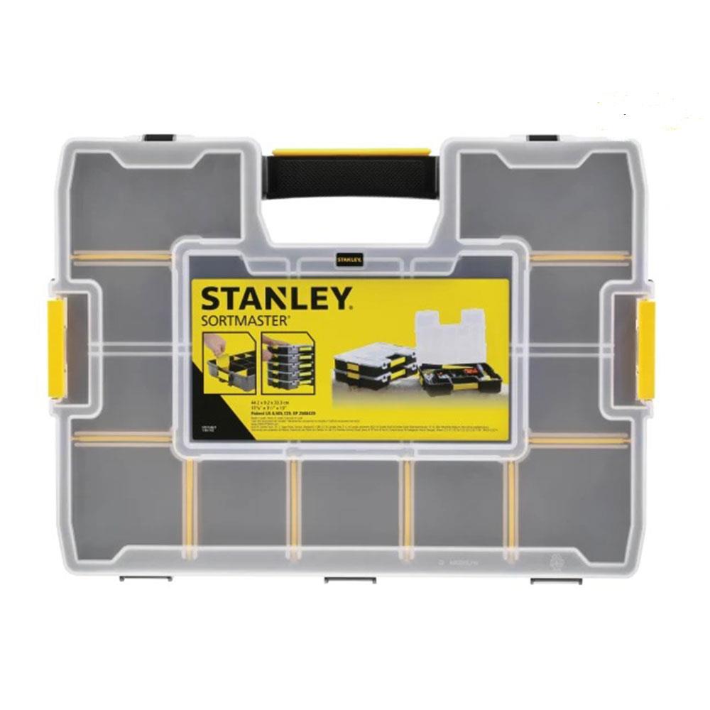 Stanley Sort Master Organiser Tool Box For Tools Small Parts Adjustable Compartments - Black/Yellow