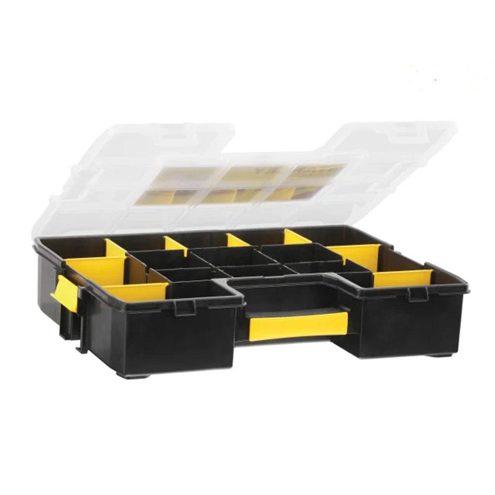 Stanley Sort Master Organiser Tool Box For Tools Small Parts Adjustable Compartments - Black/Yellow