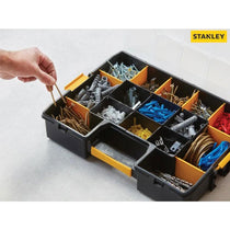 Stanley Sort Master Organiser Tool Box For Tools Small Parts Adjustable Compartments - Black/Yellow