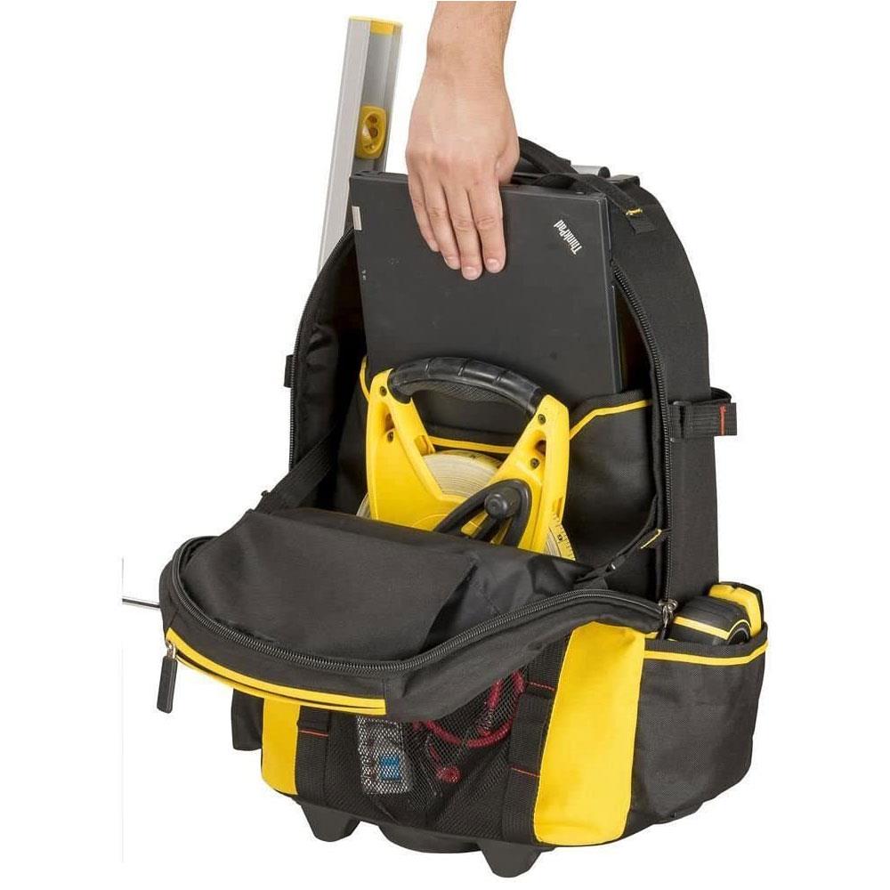 Stanley Fatmax Wheeled Backpack Rucksack Tool Bag With Wheels - Black/Yellow