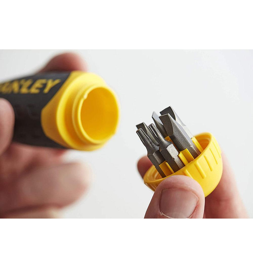 Stanley Multibit Ratchet Screwdriver And10 Bits - Black/Yellow
