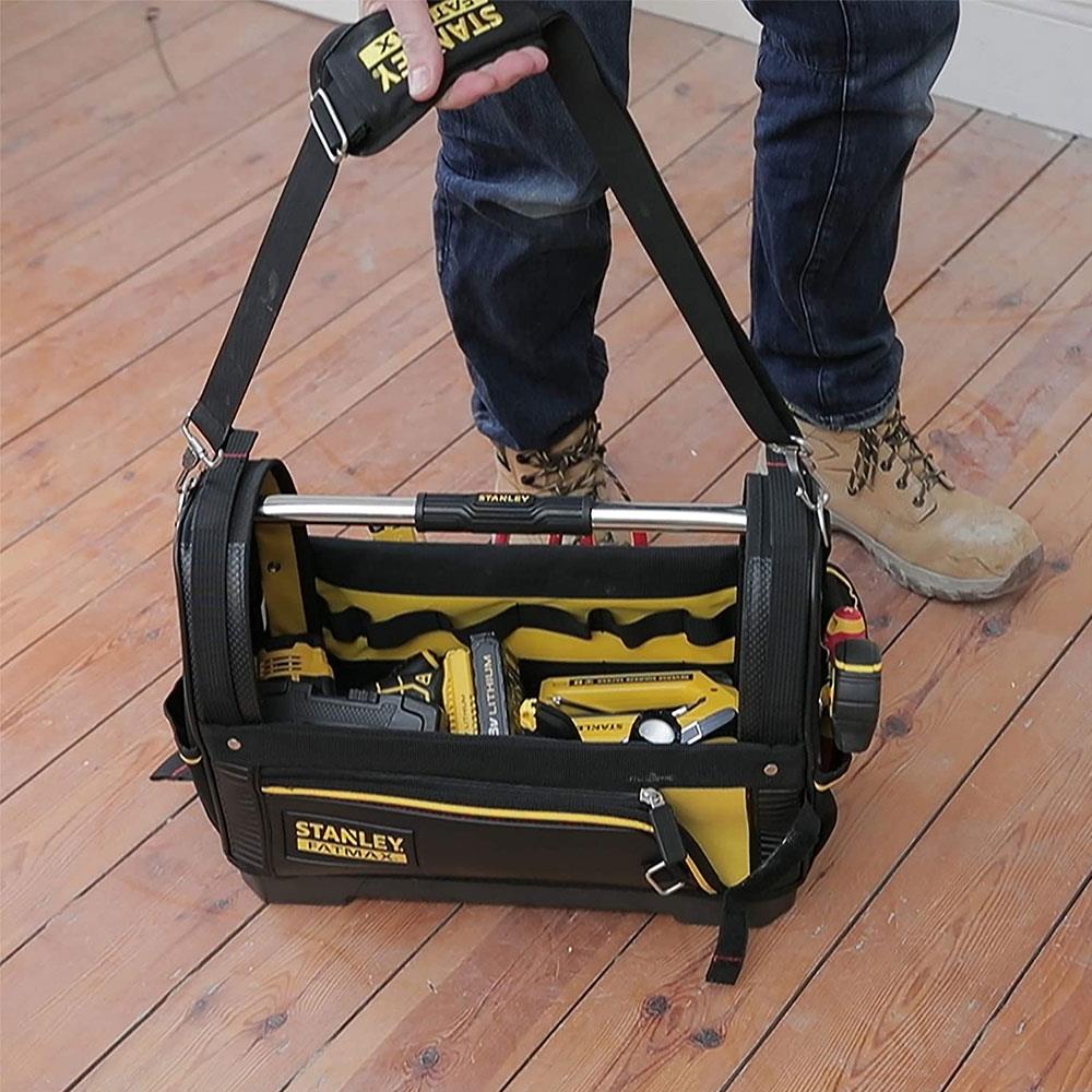 Stanley Fatmax 18 Inch Open Tote Tool Bag 48cm x 25cm x 33cm - Black/Yellow