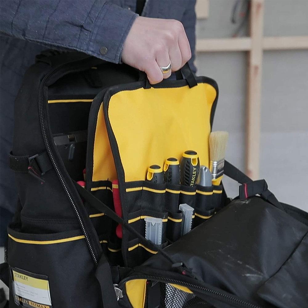 Stanley Fatmax Technicians Ruck Sack Tool Backpack Tool Bag 36cm x 46cm x 27cm - Black/Yellow