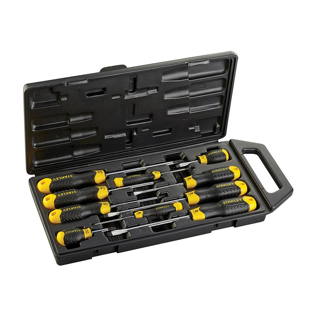 Stanley Cushion Grip Screwdriver Set Flared/Pozi - 10 Piece
