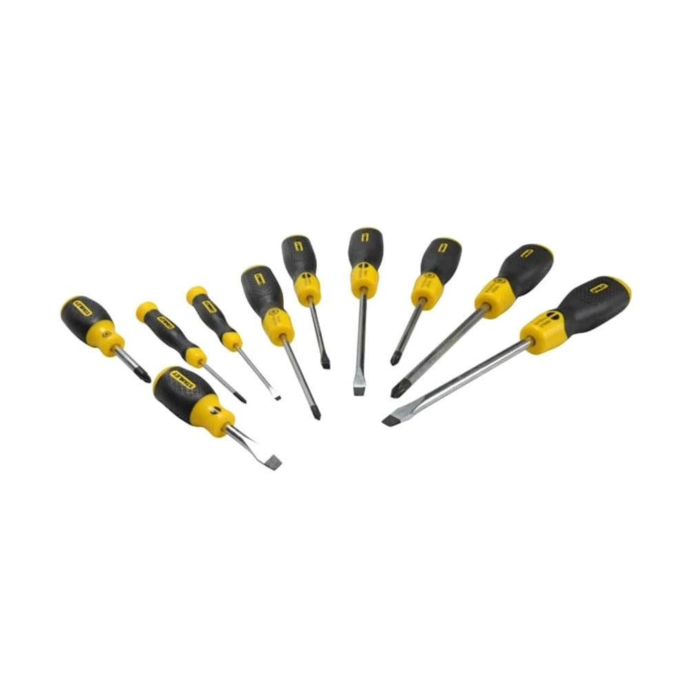 Stanley Cushion Grip Screwdriver Set Flared/Pozi - 10 Piece