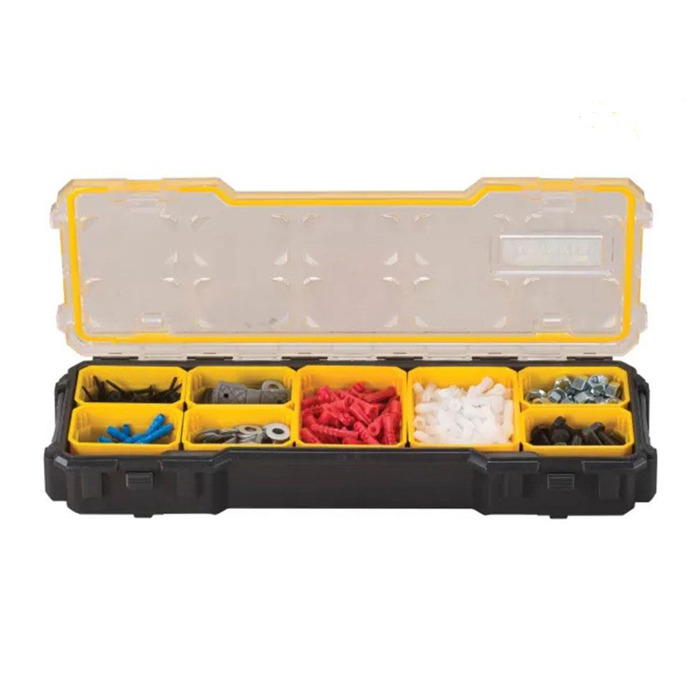 Stanley Fatmax 1/3 Shallow Professional Stackable Storage Organiser For Small Parts Removable Compartments - Black/Yellow 1-75-781 Secondary image