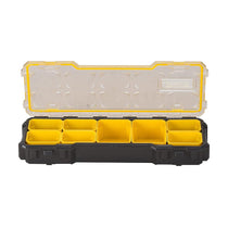 Stanley Fatmax 1/3 Shallow Professional Stackable Storage Organiser For Small Parts Removable Compartments - Black/Yellow 1-75-781