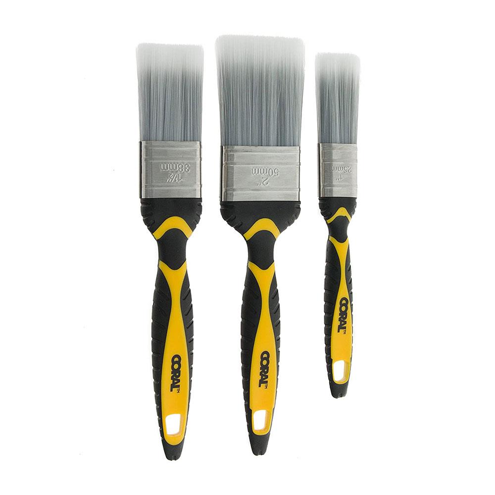 Coral Shurglide Paint Brushes With No Loss of Bristle SRT Paintbrush Heads 3 Piece Pack Set Secondary image