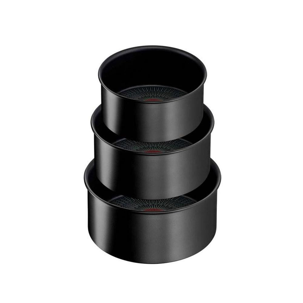 Tefal Ingenio Eco Resist Non-Stick Saucepans 16cm 18cm 20cm 4 Piece Set - Black