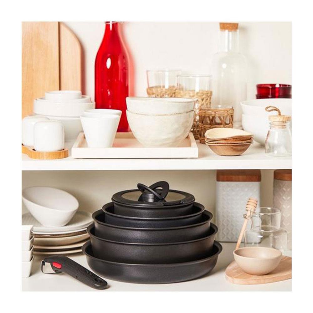 Tefal Ingenio Eco Resist Non-Stick Saucepans 16cm 18cm 20cm 4 Piece Set - Black