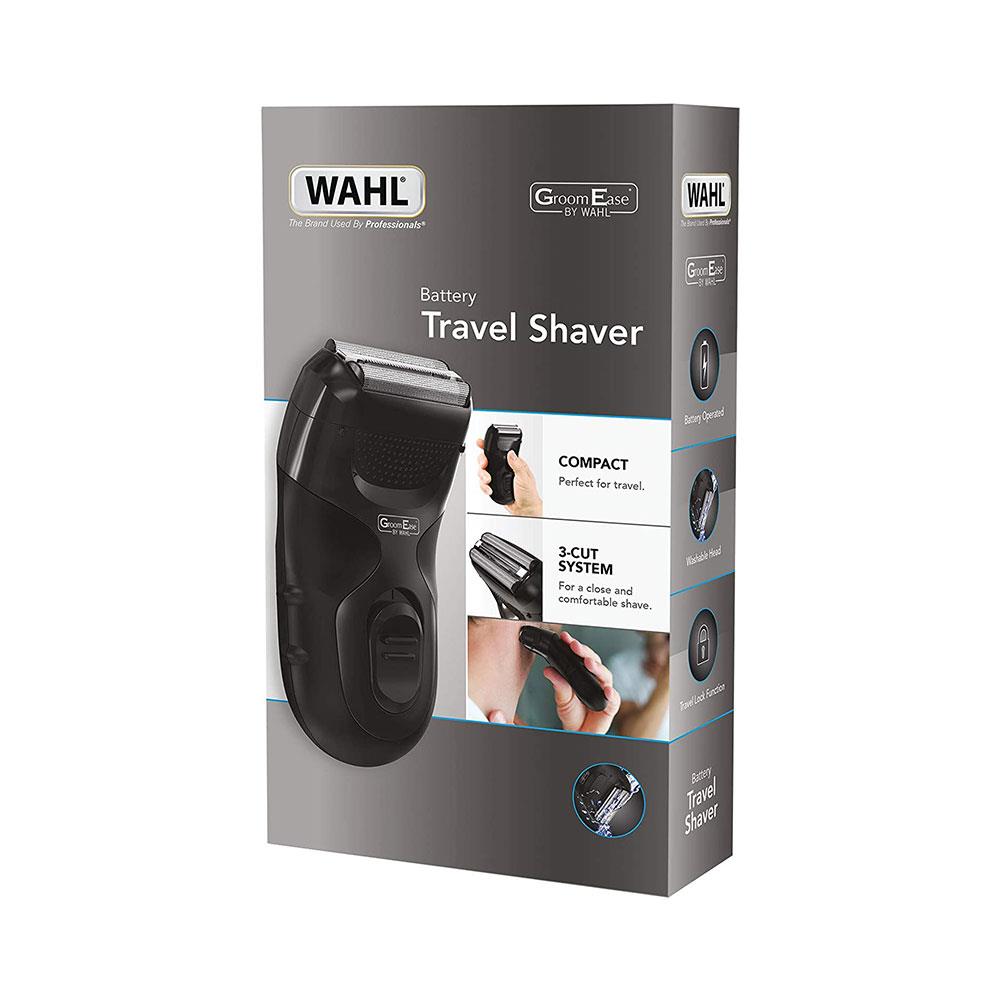 Wahl GroomEase Travel Shaver Durable Foil Guard 3-Cut System Battery Operated - Black