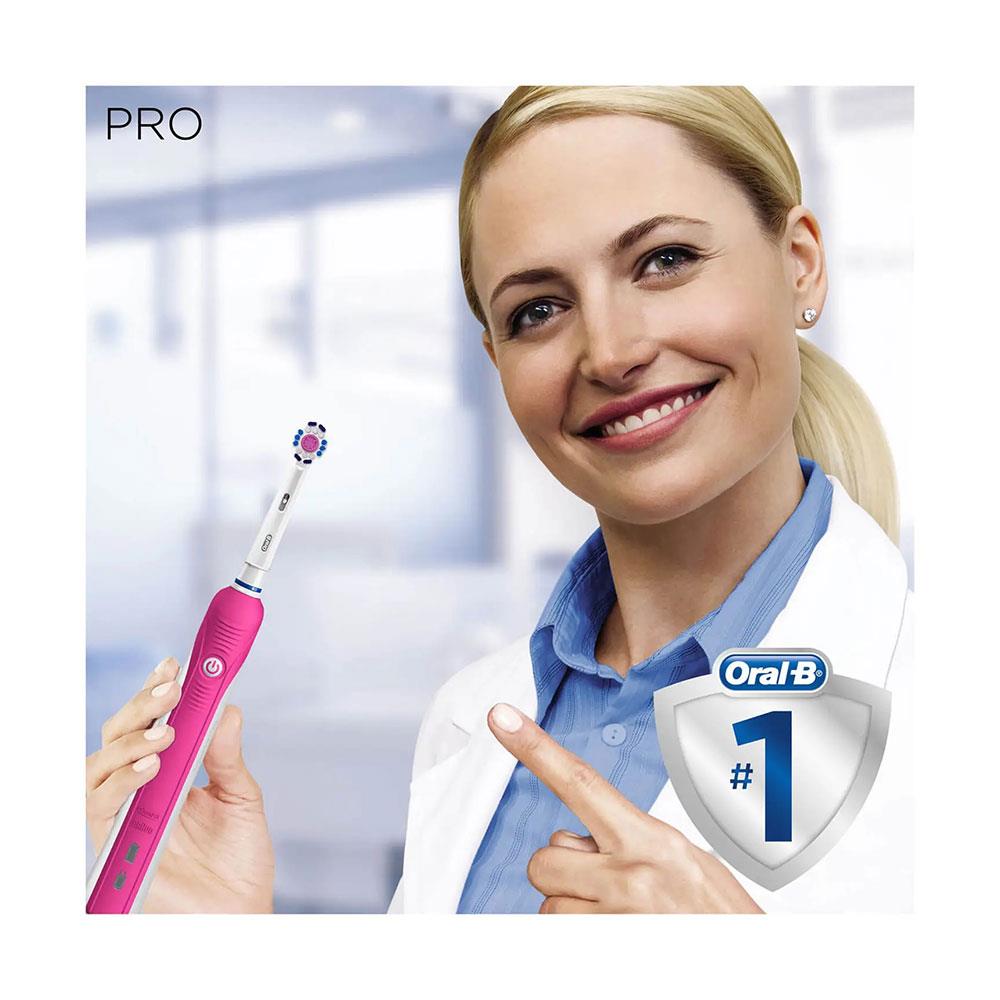 Oral-B Pro 680 3DWhite CrossAction Electric Toothbrush With Travel Case - Pink
