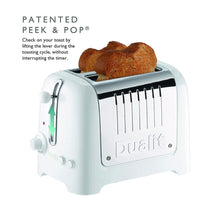 Dualit Lite 2 Slice Toaster With Bagel Defrost Cancel And Reheat Extra Wide Slots High Gloss 1100W - White
