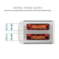 Dualit Lite 2 Slice Toaster With Bagel Defrost Cancel And Reheat Extra Wide Slots High Gloss 1100W - White
