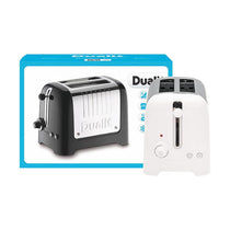 Dualit Lite 2 Slice Toaster With Bagel Defrost Cancel And Reheat Extra Wide Slots High Gloss 1100W - White