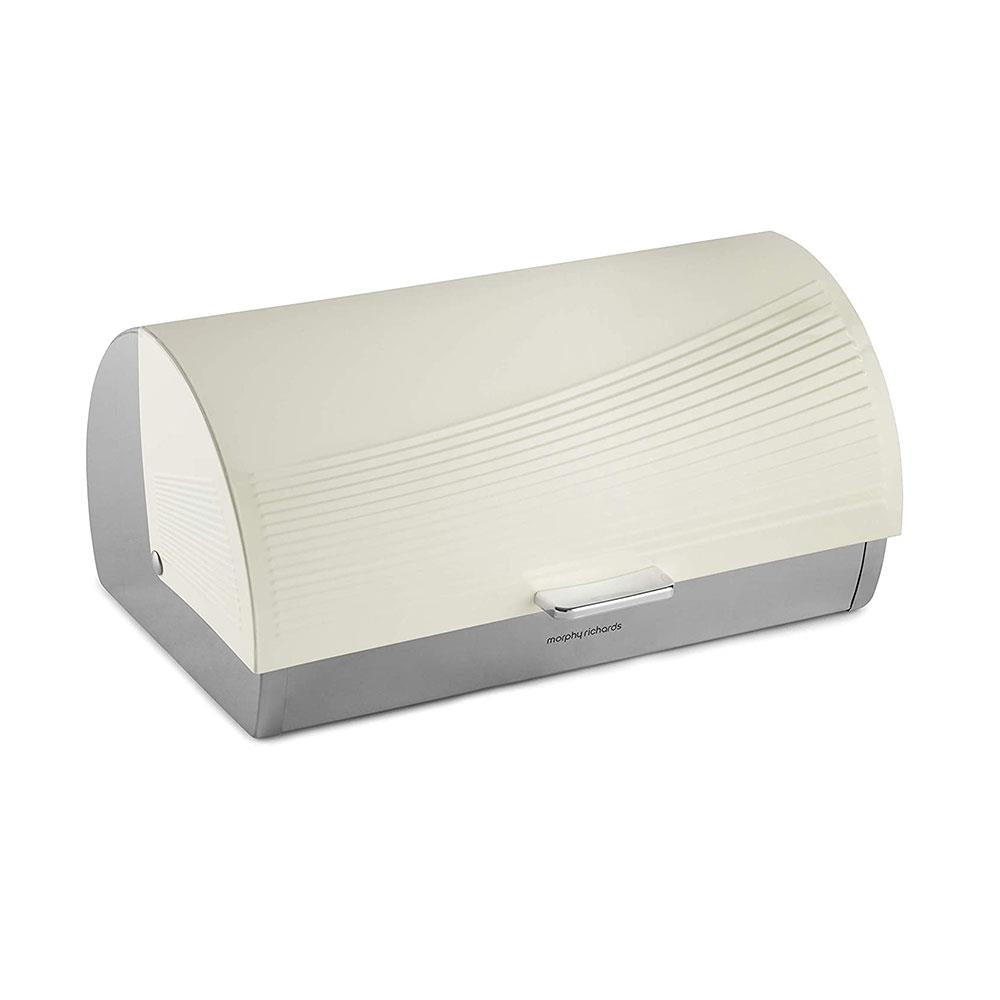 Morphy Richards Dune Roll Top Bread Bin Stainless Steel - Ivory Cream