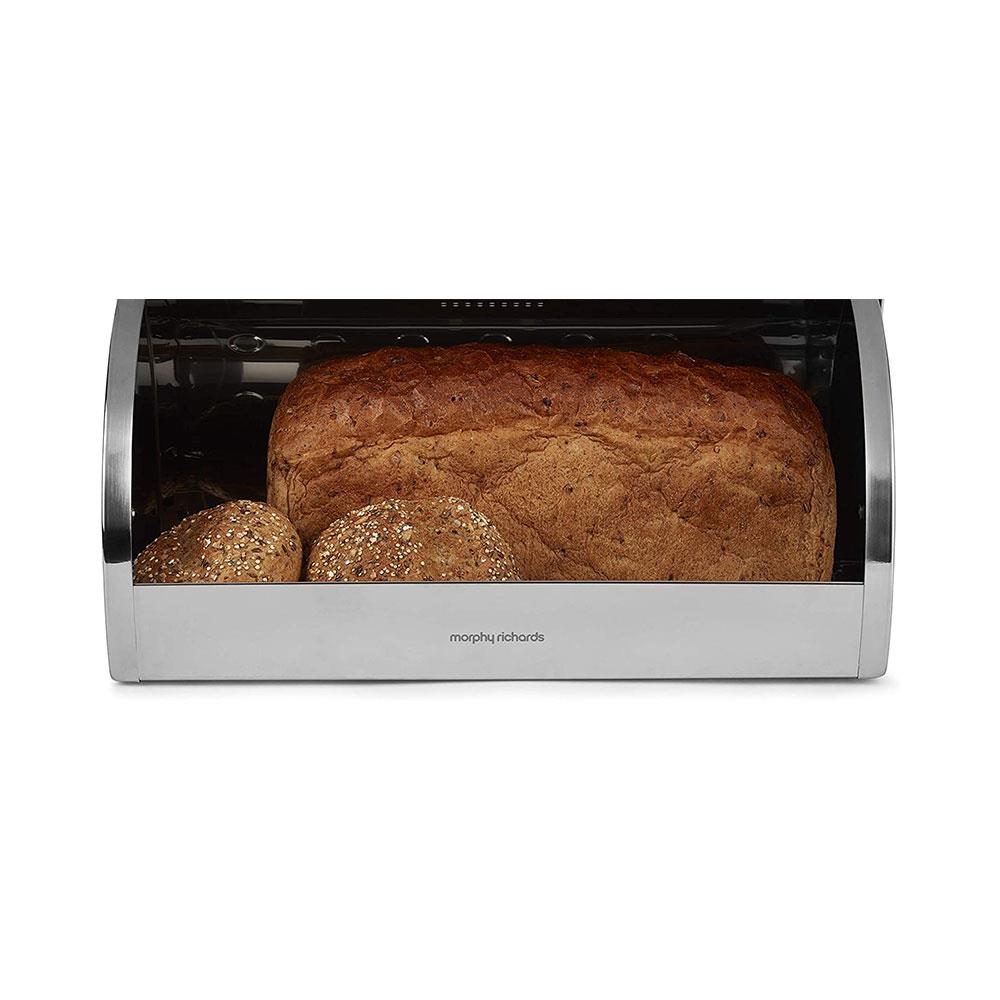 Morphy Richards Dune Roll Top Bread Bin Stainless Steel - Ivory Cream