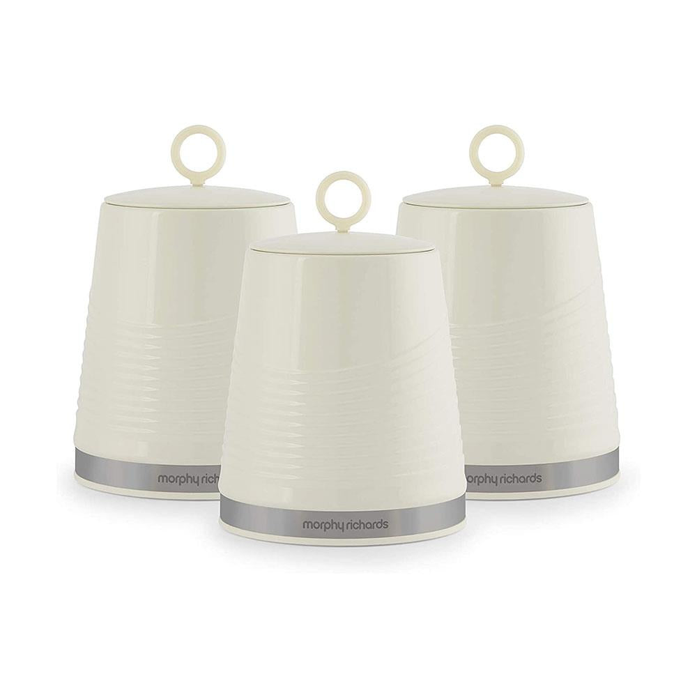 Morphy Richards Tea Coffee Sugar Kitchen Storage Canisters Set of 3 - Ivory Cream Main image