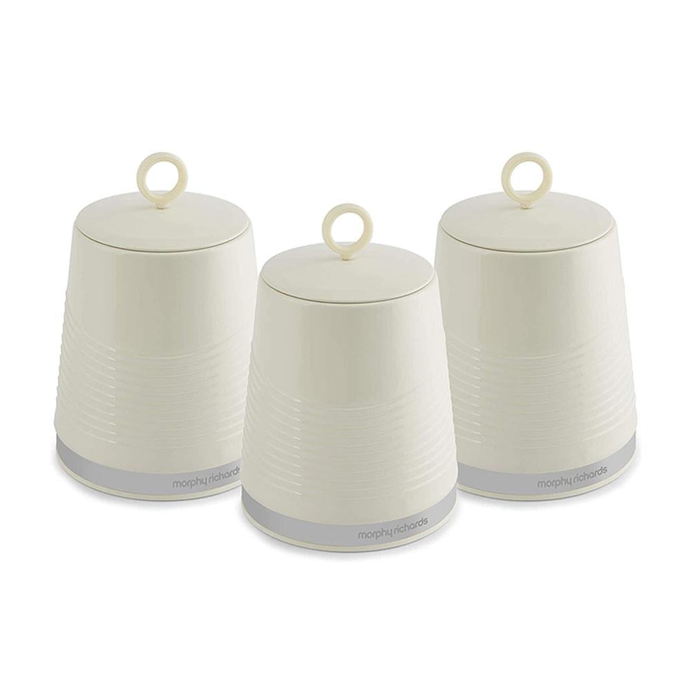 Morphy Richards Tea Coffee Sugar Kitchen Storage Canisters Set of 3 - Ivory Cream Secondary image