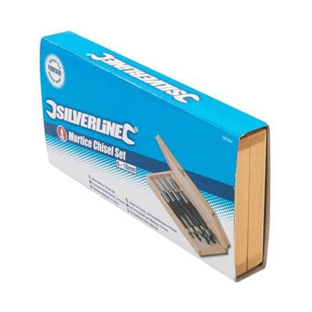 Silverline Mortice Chisel Set 6mm 10mm 13mm 16mm Polished High Carbon Steel - 4 Piece