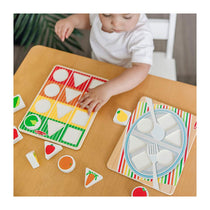 Melissa & Doug Wooden Shape Sorting Grocery Cart Push Toy And Puzzles - Multicolour