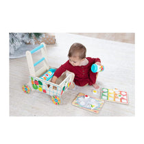 Melissa & Doug Wooden Shape Sorting Grocery Cart Push Toy And Puzzles - Multicolour