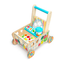 Melissa & Doug Wooden Shape Sorting Grocery Cart Push Toy And Puzzles - Multicolour