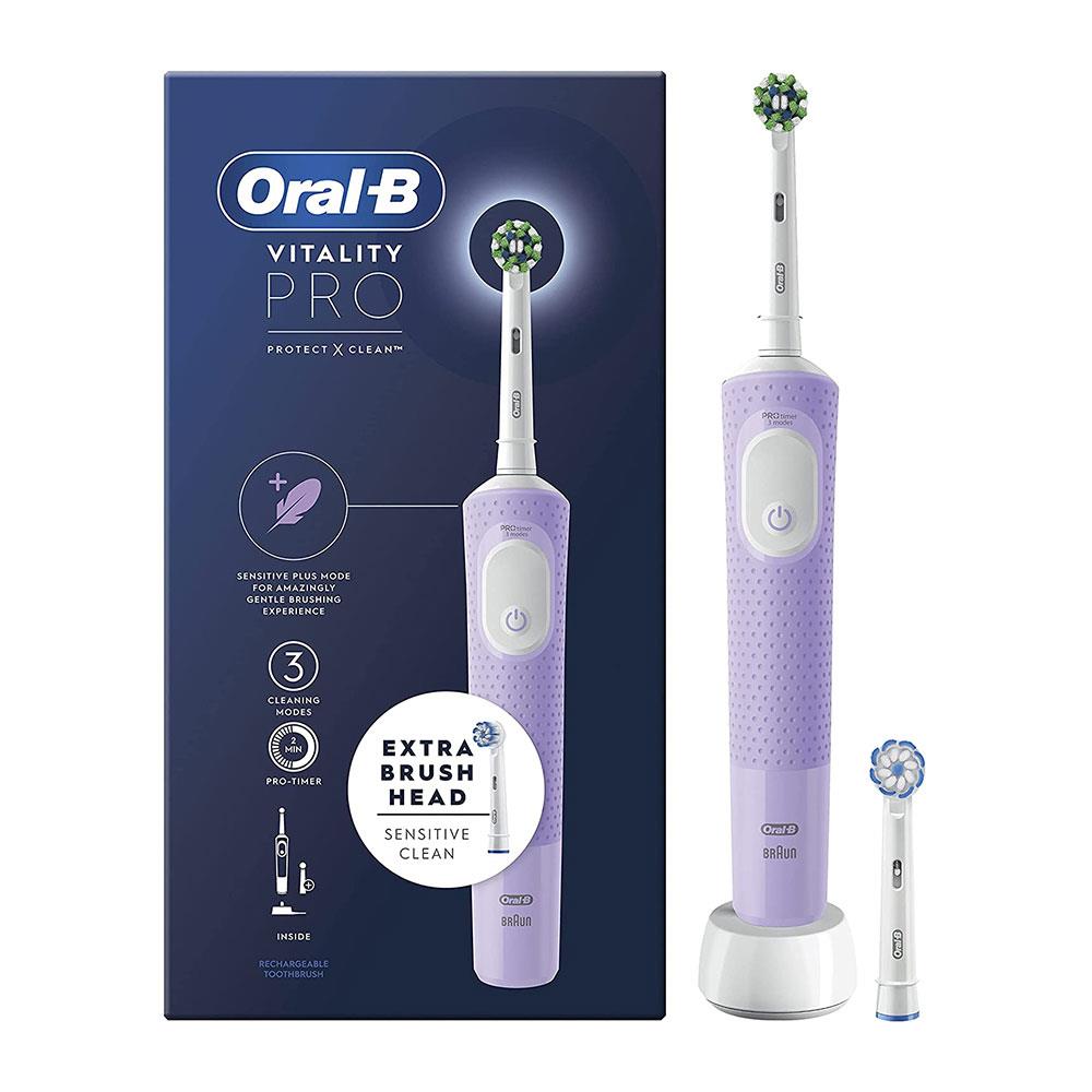 Oral-B Vitality PRO Cross Action Electric Toothbrush With 2 Brush Heads 3 Modes - Lilac Main image