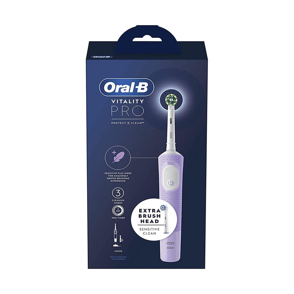 Oral-B Vitality PRO Cross Action Electric Toothbrush With 2 Brush Heads 3 Modes - Lilac