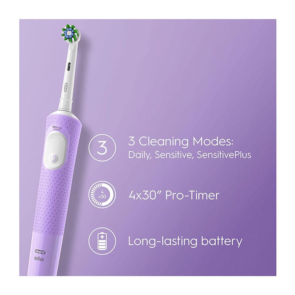 Oral-B Vitality PRO Cross Action Electric Toothbrush With 2 Brush Heads 3 Modes - Lilac