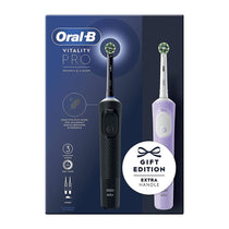 Oral-B Vitality PRO Electric Toothbrush 2 Toothbrush Heads 3 Cleaning Modes Gift Edition Duo Pack - Black/Lilac