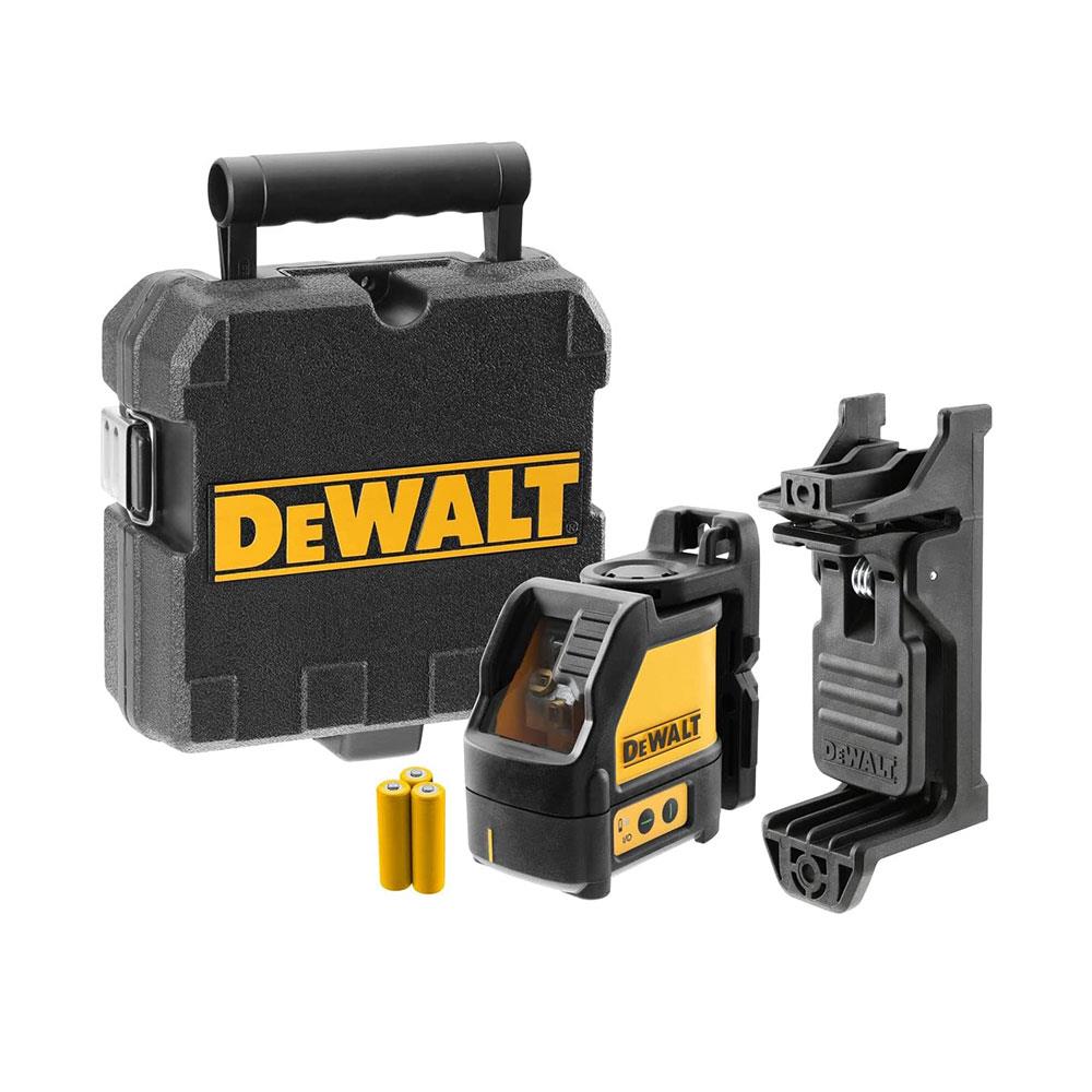 Dewalt 2-Way Self Levelling Cross Line Green Laser With Battery Carry Case And Mounting Bracket - Black/Yellow
